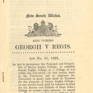 Act to Incorporate Sancta Sophia College No 45 of 1929 