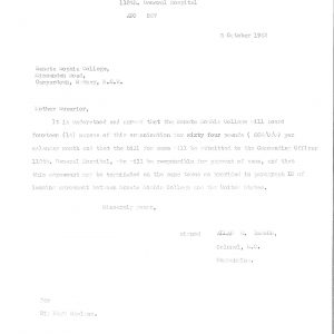 Letter to the College Principal re miltary nurses 1942 