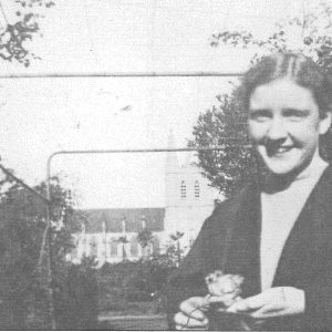 Looking through the Rose Walk towards St John's, Wanda Knudson c1940