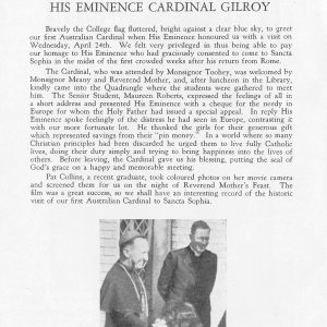 Report of visit of Cardinal Gilroy 24 April 1946