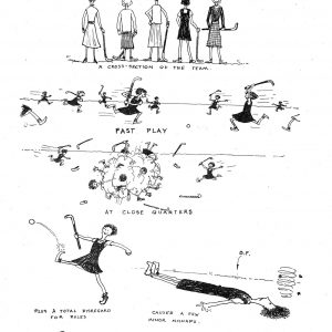 Sancta plays hockey from 1949 college magazine