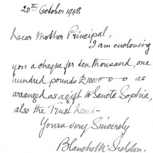 Letter dated 20 Oct 1948 from Lady Sheldon