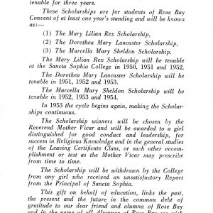 Notice of gift of Lady Sheldon for three scholarships