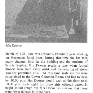 Twenty years at Sancta Mrs Dooner - from 1981 College magazine