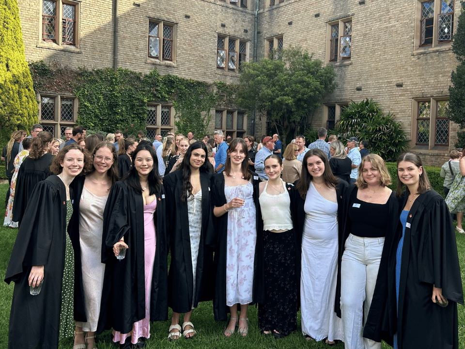Sancta students pose for a group photo in the College Quadrangle